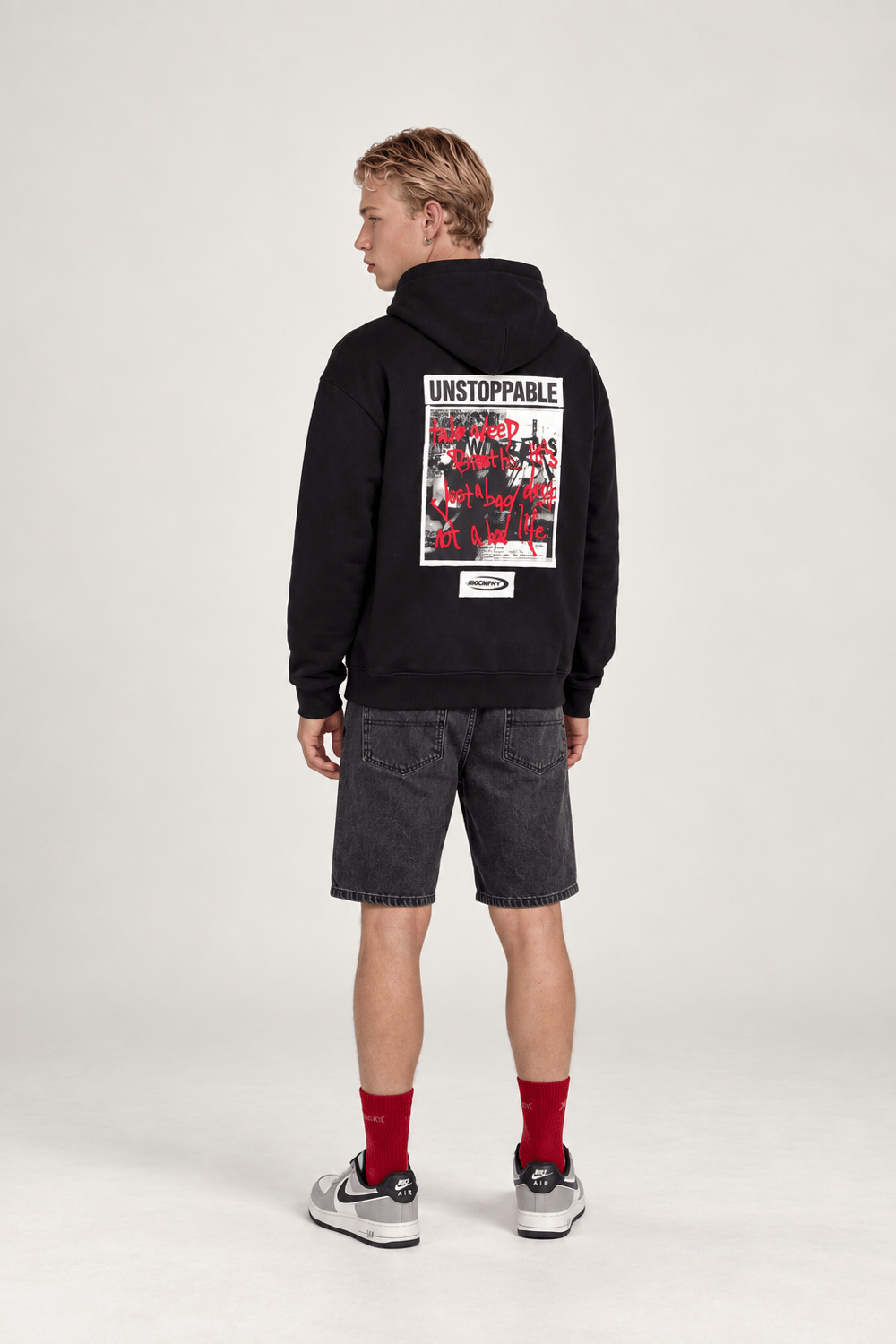 Unstoppable Yamalı Oversize Kapüşonlu Sweatshirt