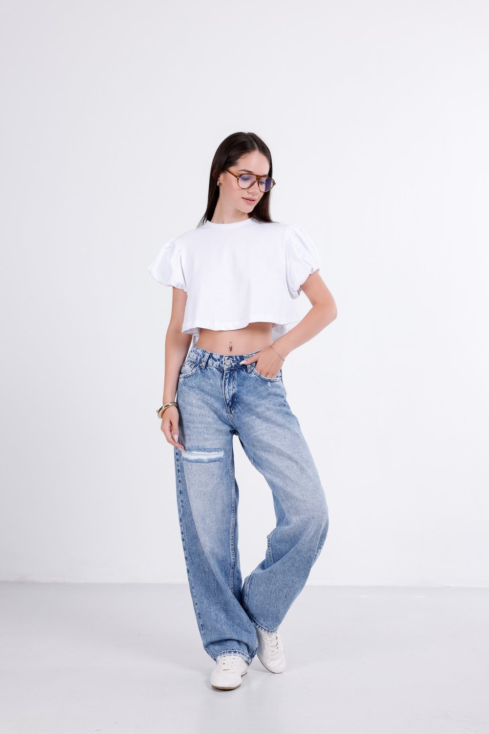 Yırtık Detaylı Barrel Jean