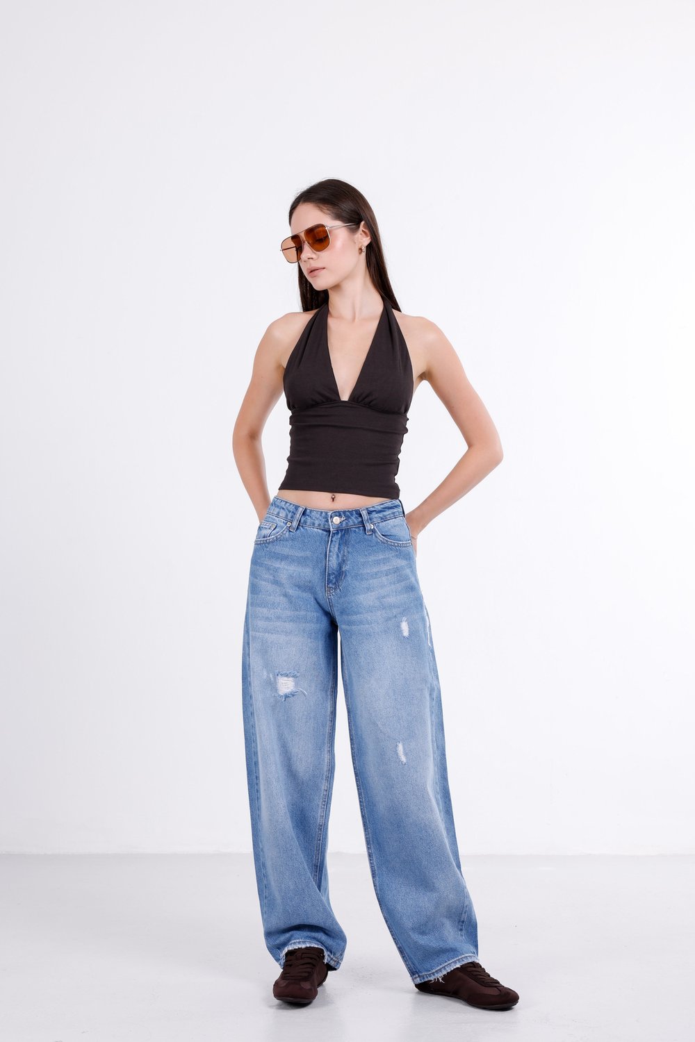 Yırtık Detaylı Barrel Jean