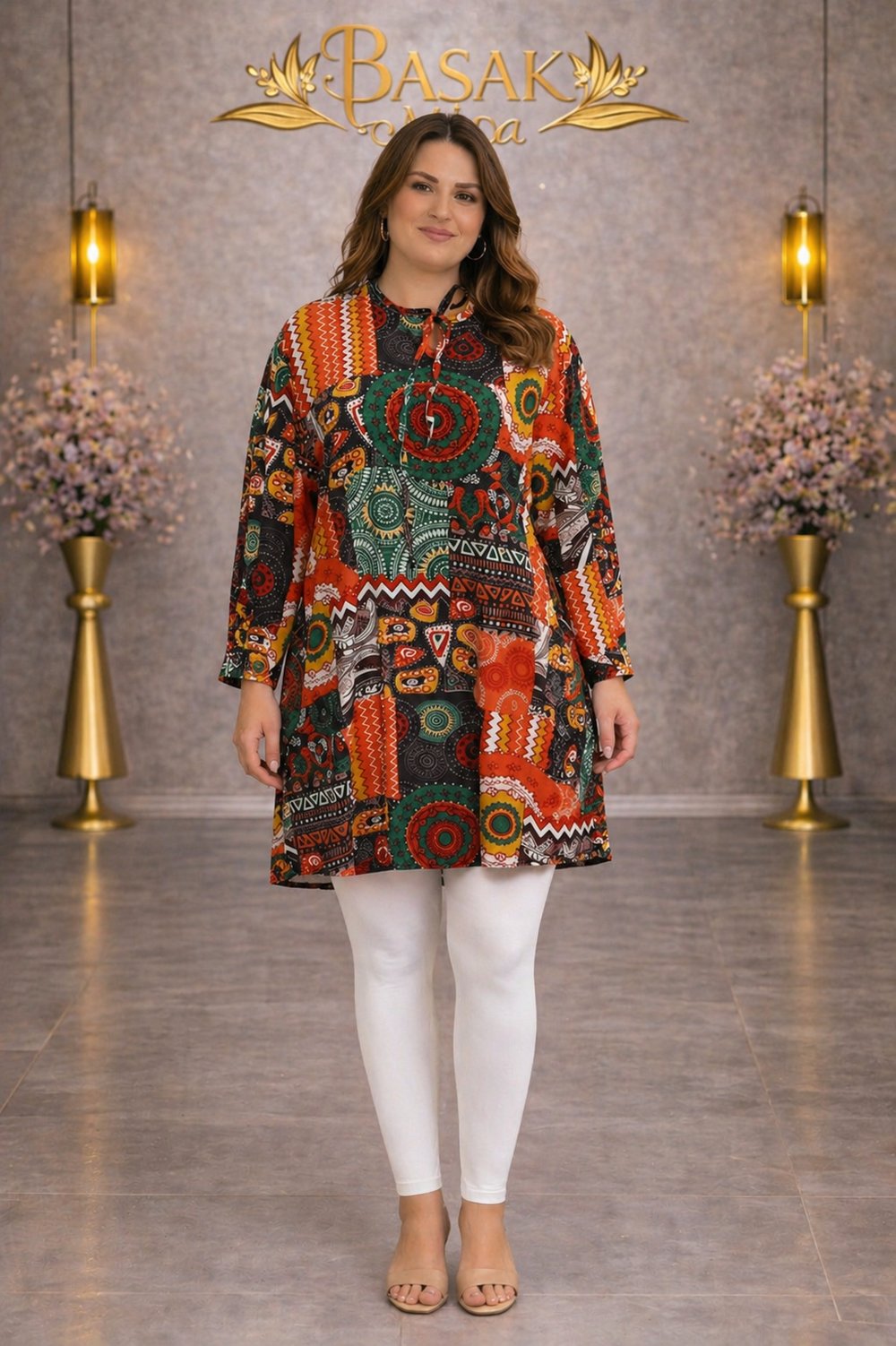 Dokuma Tunik - Renkli Desenli
