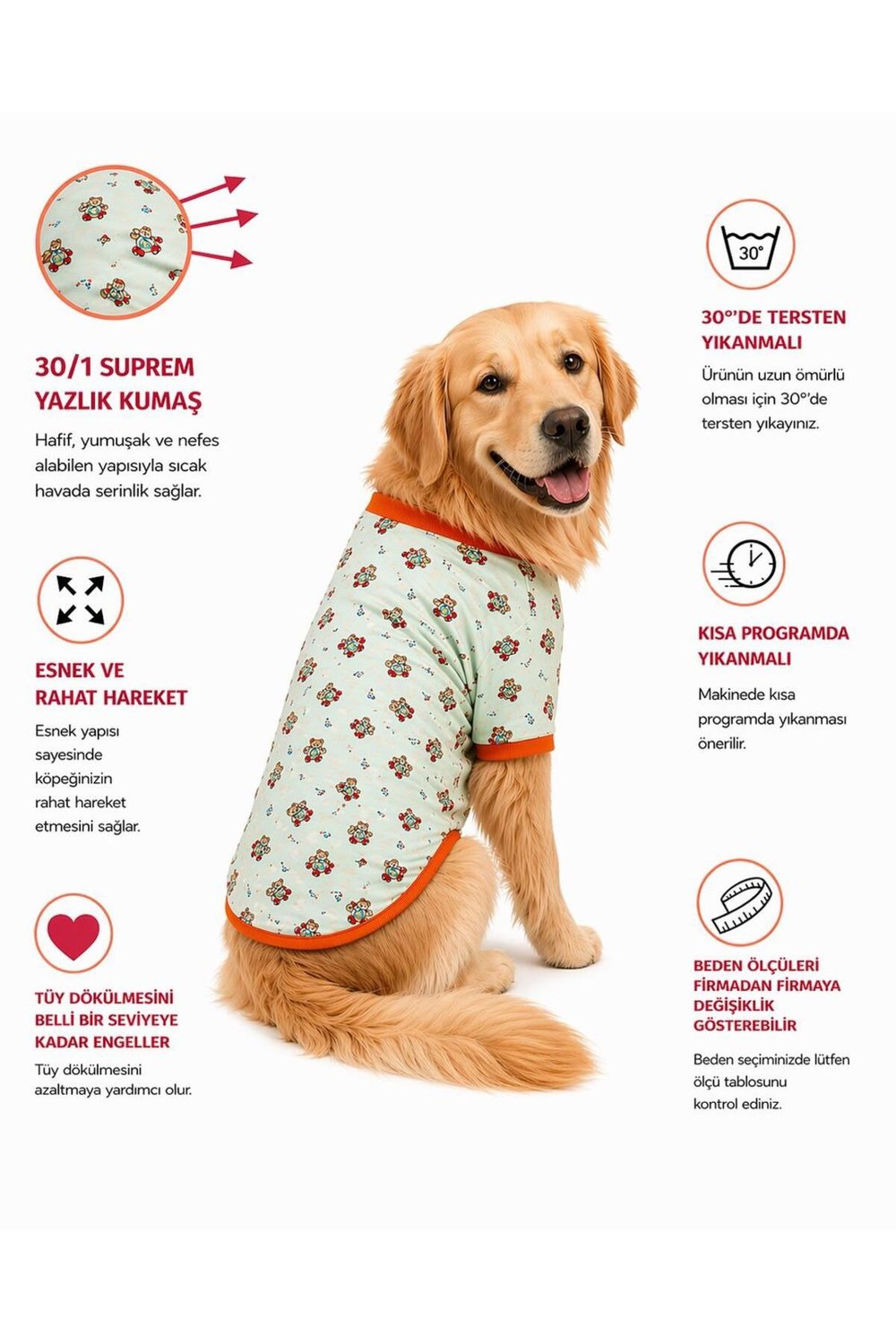 Büyük Irk Green Sweat Bear Yazlık Köpek T-Shirt Köpek Kıyafeti (11-45KG)