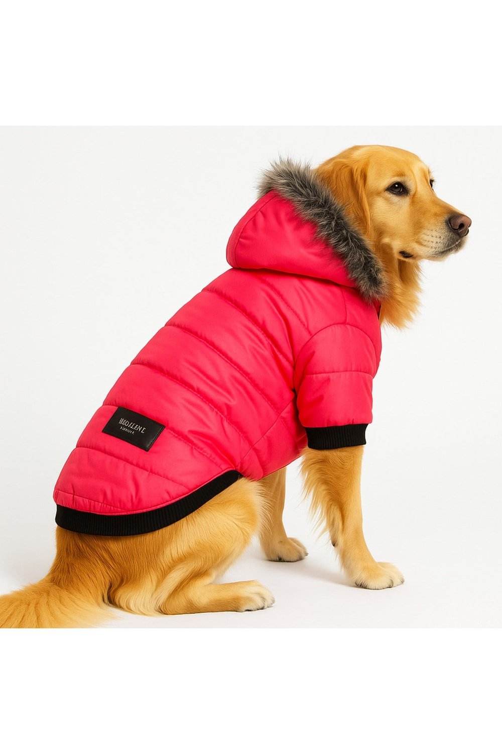 Büyük Irk Neon Pink Puf Köpek Montu Köpek Yağmurluğu