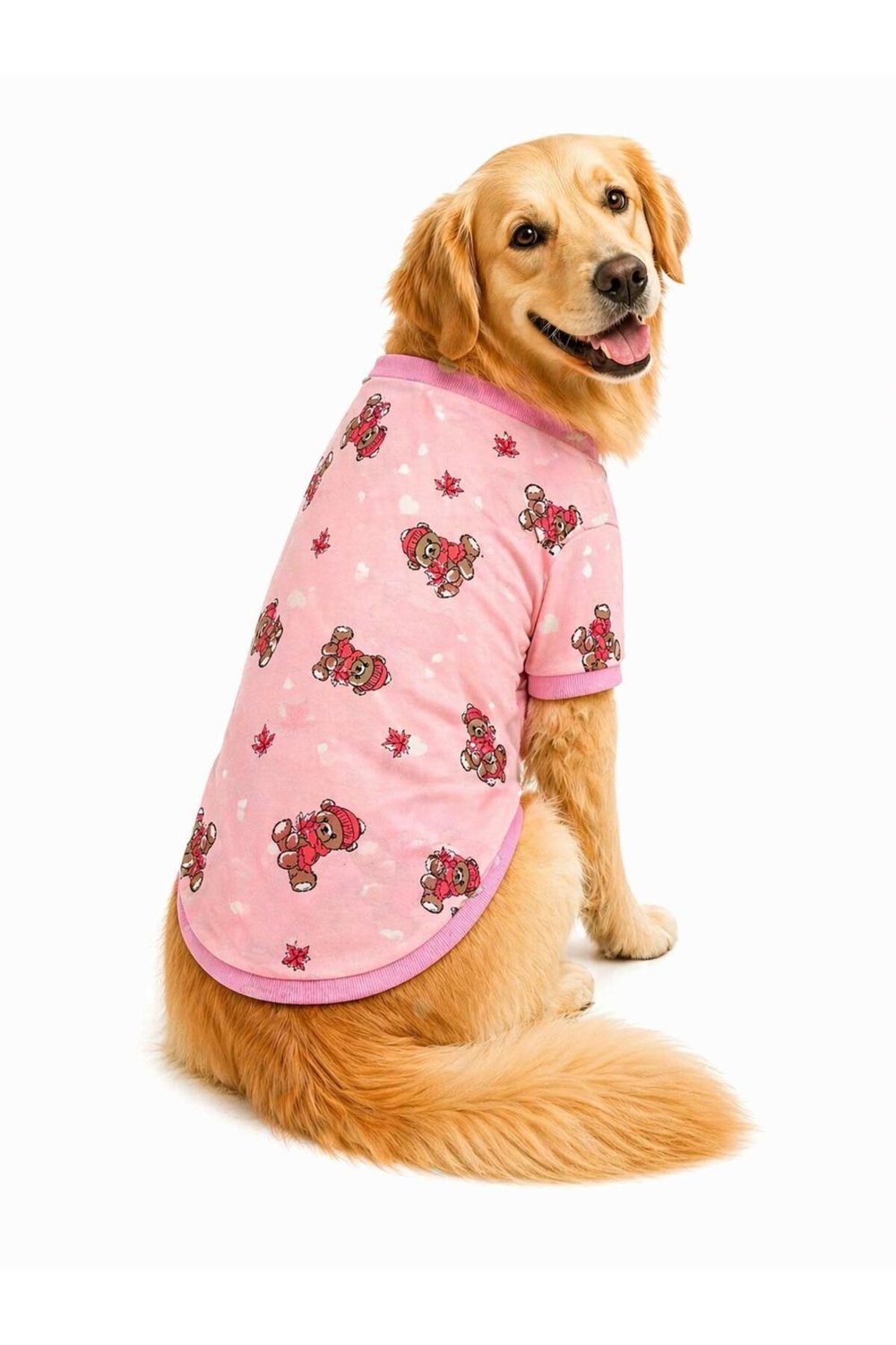 Büyük Irk Pink Bear Yazlık Köpek T-Shirt Köpek Kıyafeti (11-45KG)