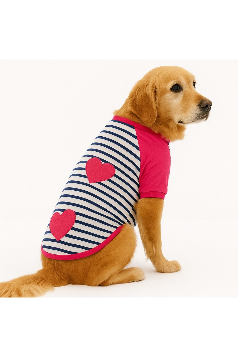 Büyük Irk Pink Heart Yazlık Köpek T-Shirt Köpek Kıyafeti (11-45KG)