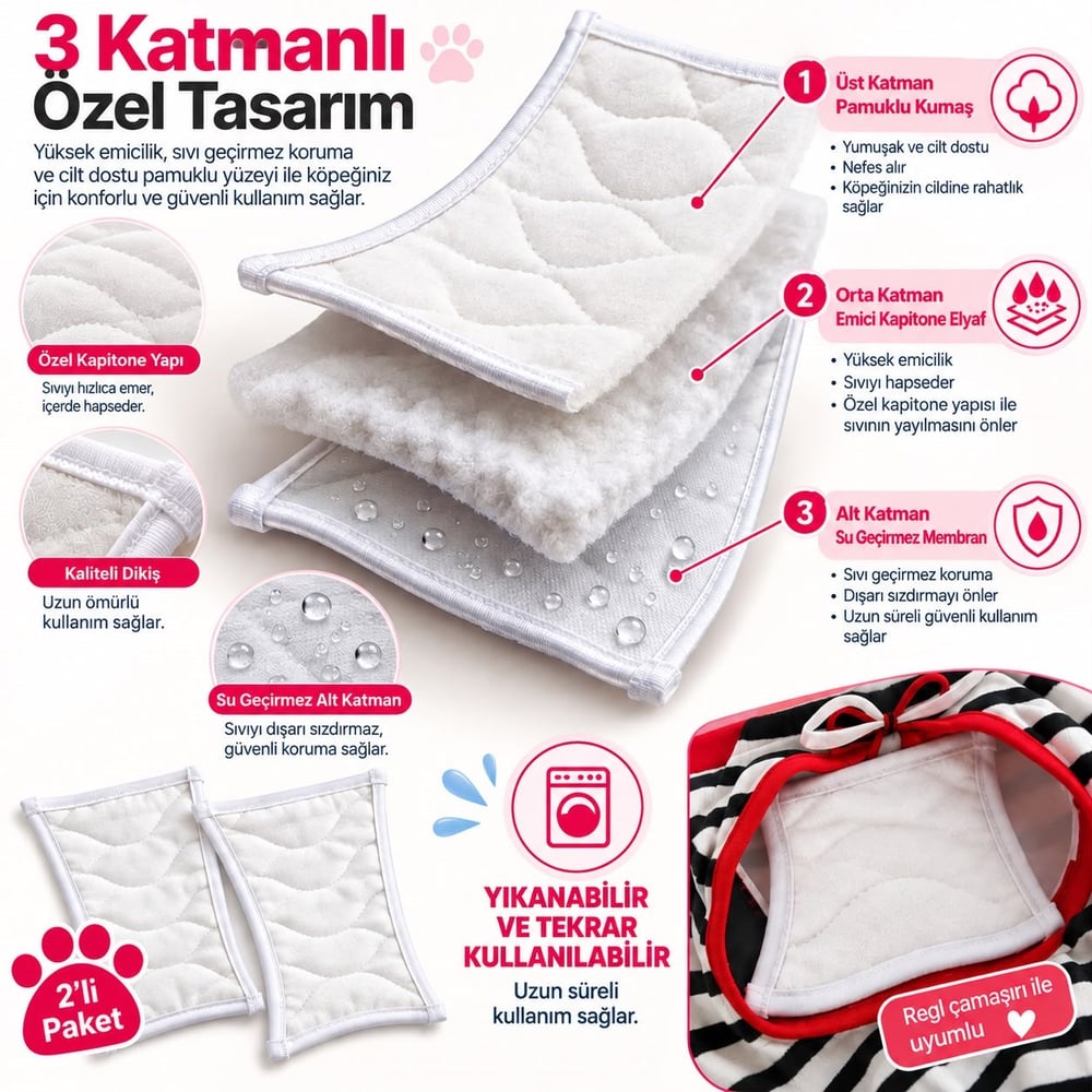 Dogi & Dog Küçük Irk Yıkanabilir Çamaşır içi Regli Hijyenik Pedi (2 Adet)