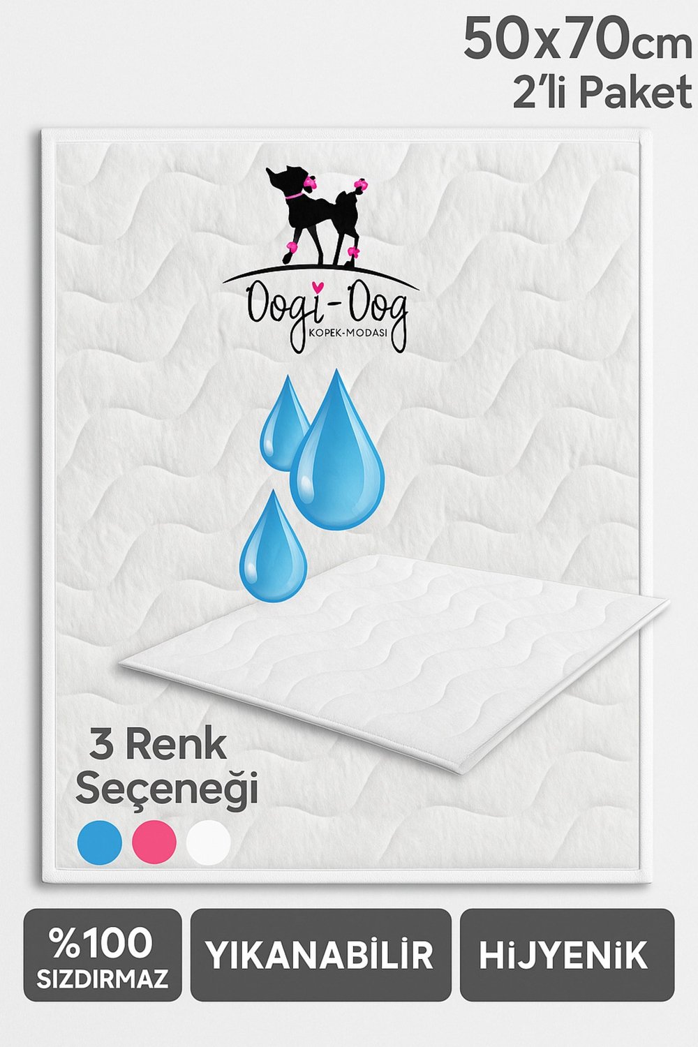 Dogi&Dog İç Mekan Köpek Beyaz Çiş Pedi 50*70 CM - 2 Adet