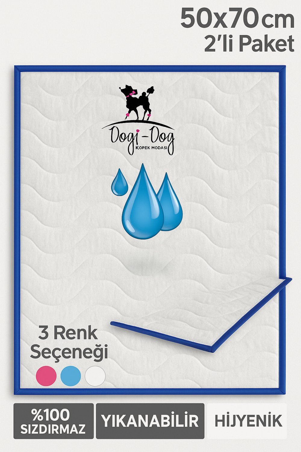 Dogi&Dog İç Mekan Köpek Mavi Çiş Pedi 50*70 CM - 2 Adet