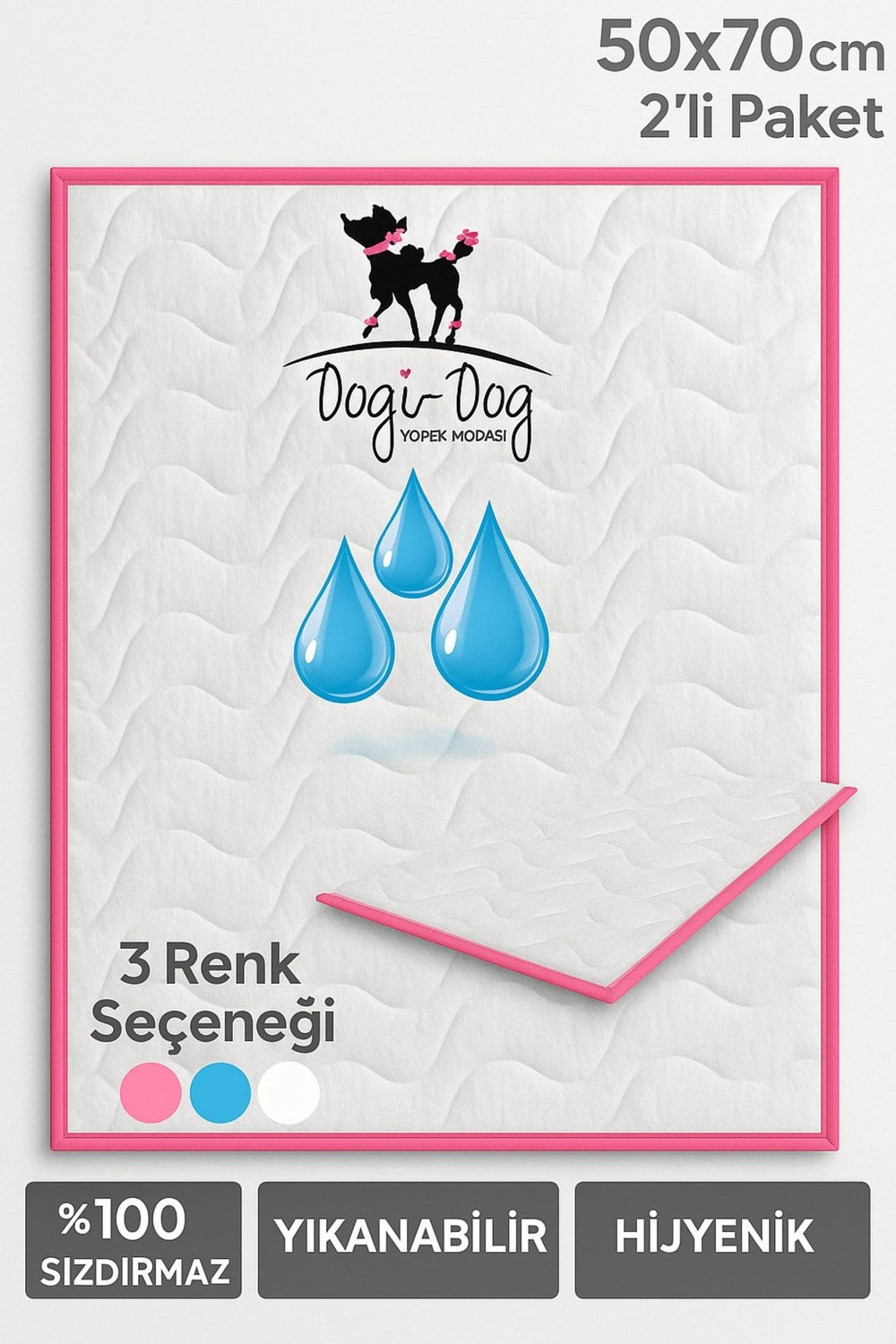 Dogi&Dog İç Mekan Köpek Pembe Çiş Pedi 50*70 CM - 2 Adet