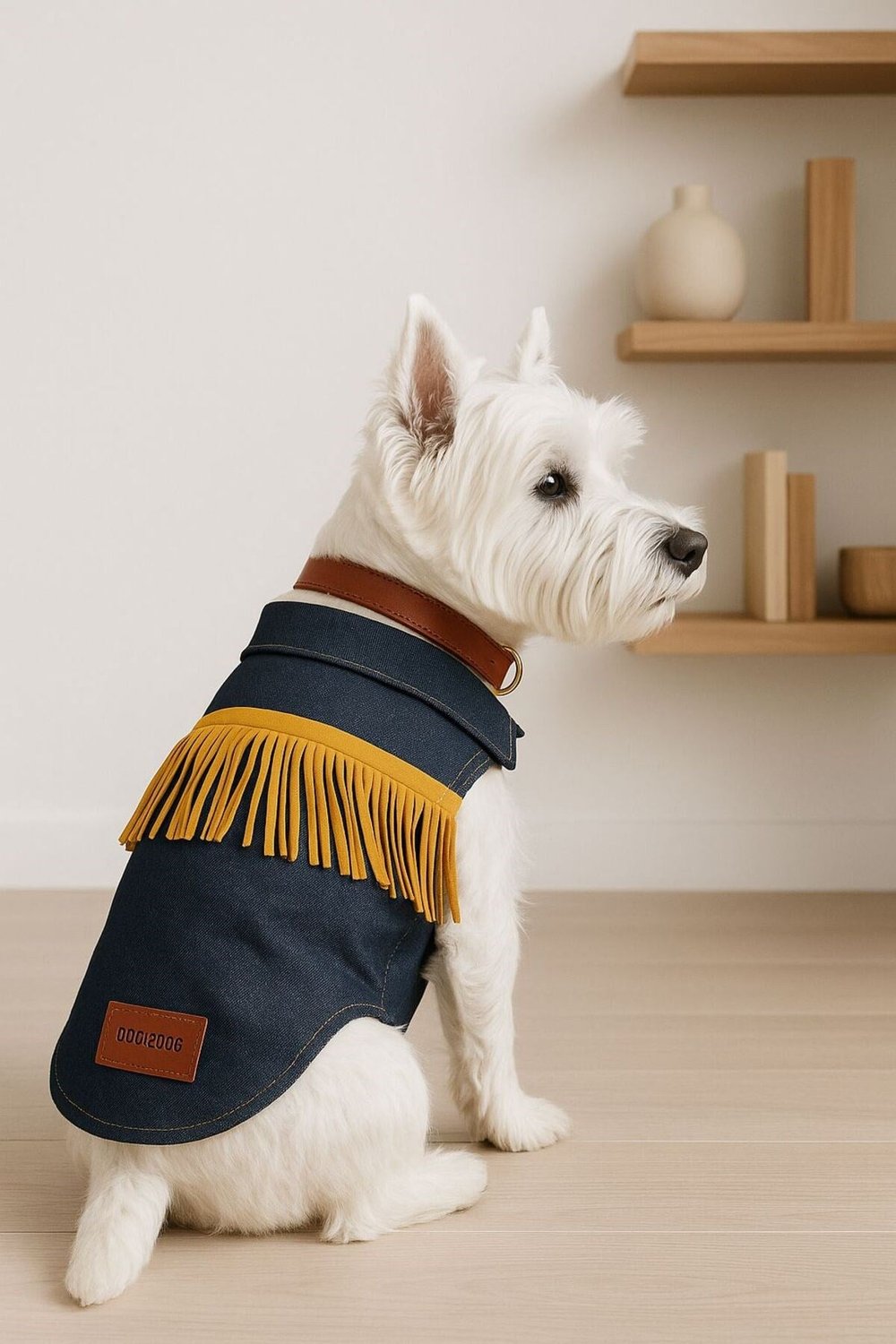 Küçük Irk Baharlık Püskül Detaylı Çıtçıtlı Kot Ceket Köpek Kıyafeti Köpek Elbisesi (1-10kg)