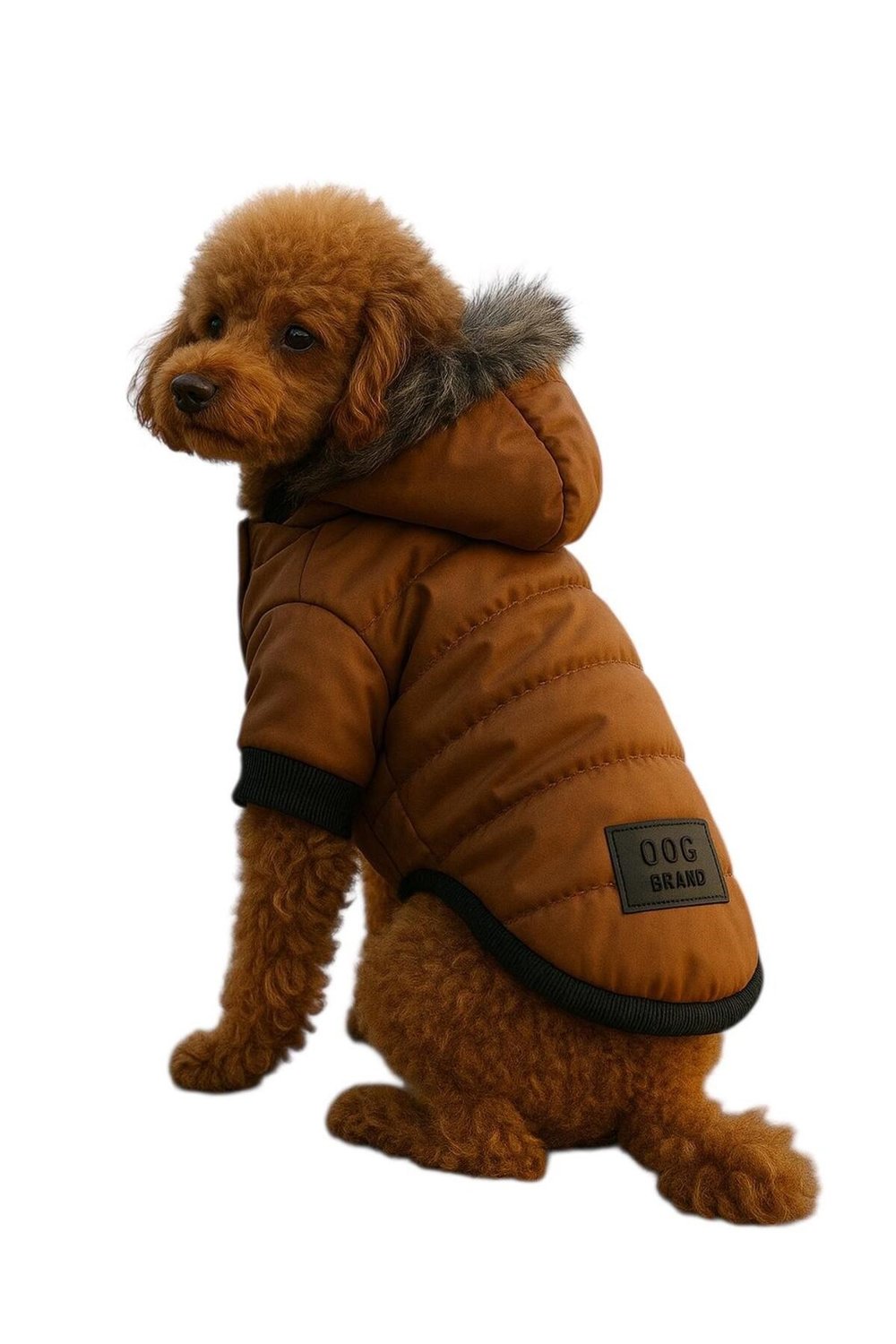 Küçük Irk Kahve Deri Anorak Köpek Montu Köpek Kıyafeti (01-11 KG)