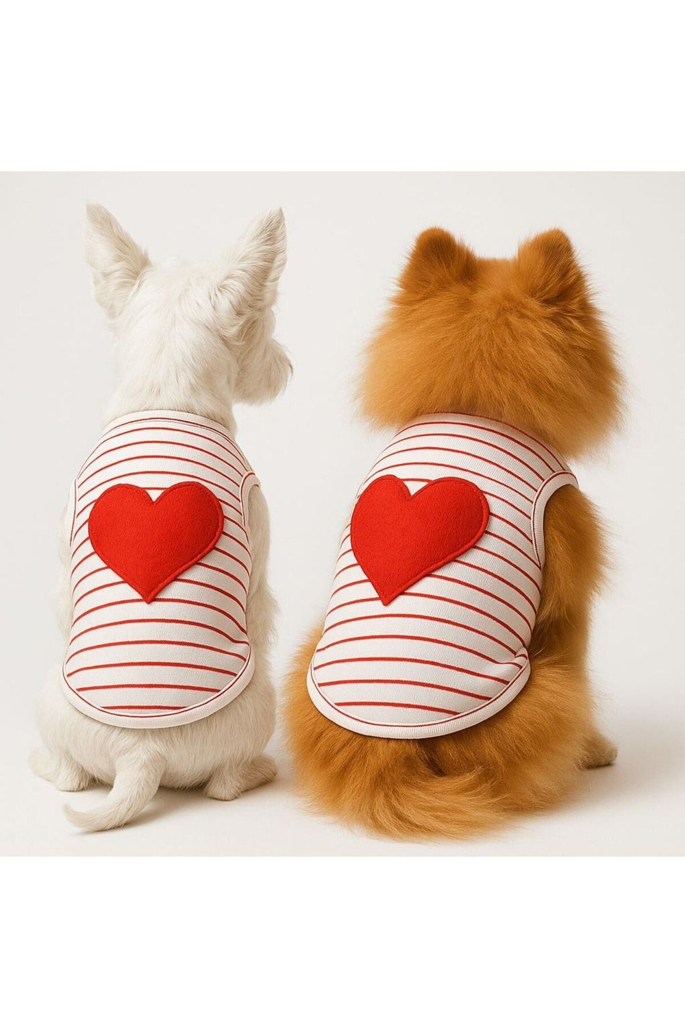 Küçük Irk Kırmızı Çizgili Heart Kedi Atleti Köpek Atleti Köpek Kıyafeti (1-10KG)