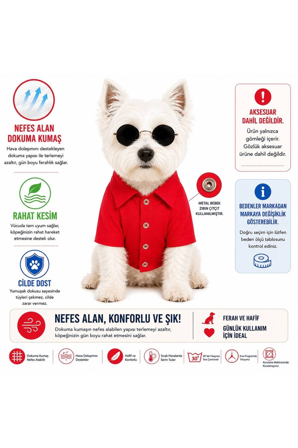 Küçük Irk Kırmızı Müslin Kumaş Köpek Gömleği Köpek Kıyafeti Kedi Kıyafeti (1-10KG)