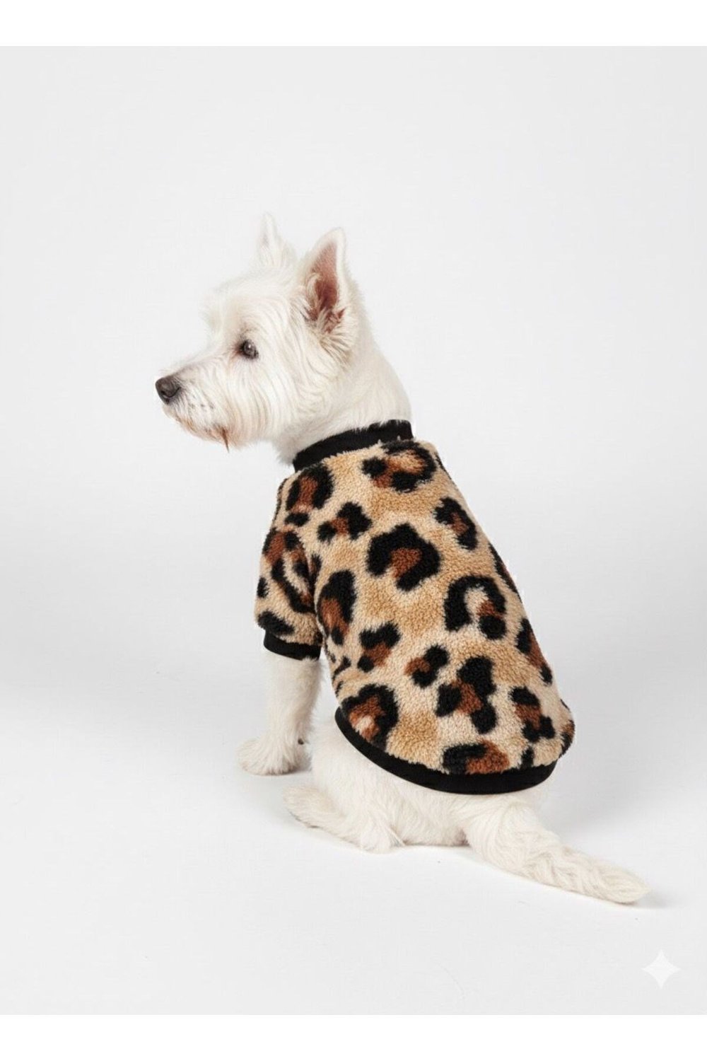 Küçük Irk Leopar Desen Peluş Köpek Sweati Köpek Kıyafeti (1-10kg)