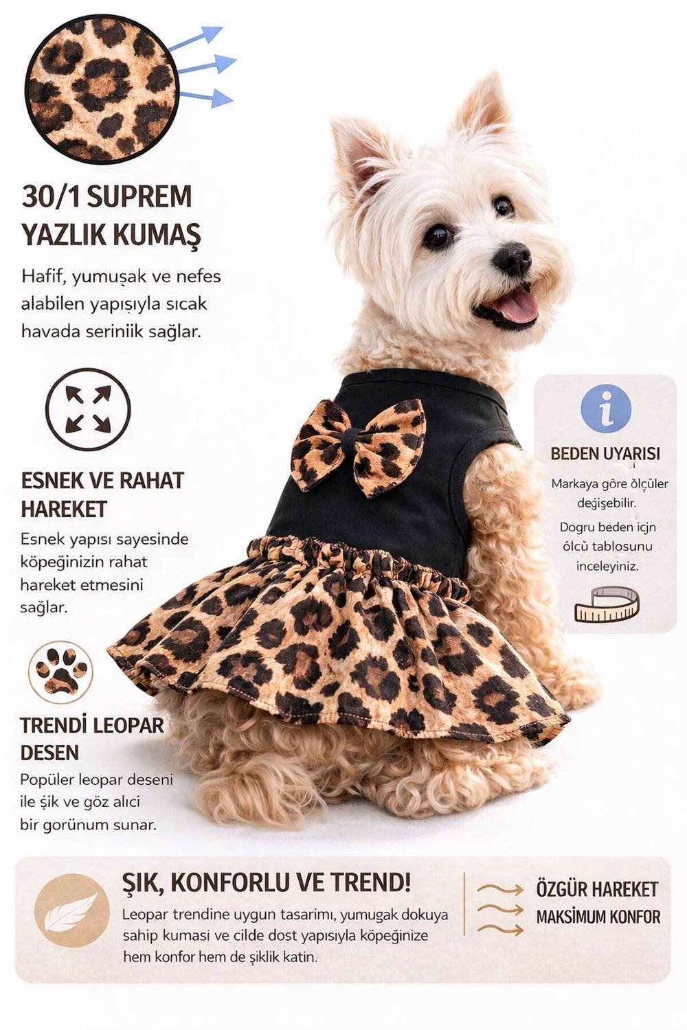 Küçük Irk Love Leopar Köpek Elbisesi Köpek Kıyafeti (1-10KG)