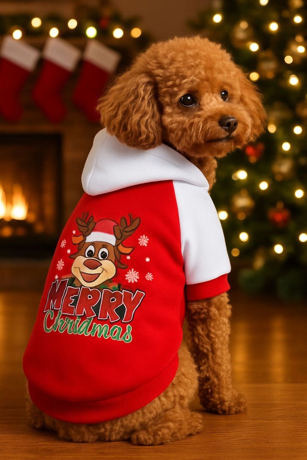 Küçük Irk Noel Yılbaşı Deer Köpek Kıyafeti Köpek Sweati (1-10KG)