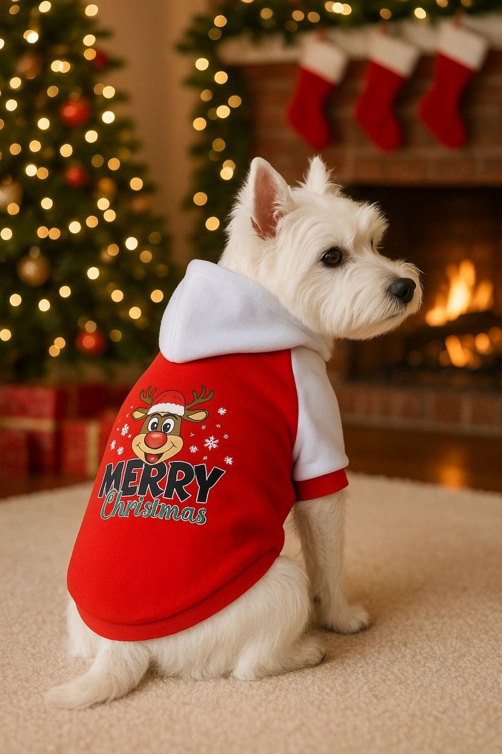 Küçük Irk Noel Yılbaşı Deer Köpek Kıyafeti Köpek Sweati (1-10KG)