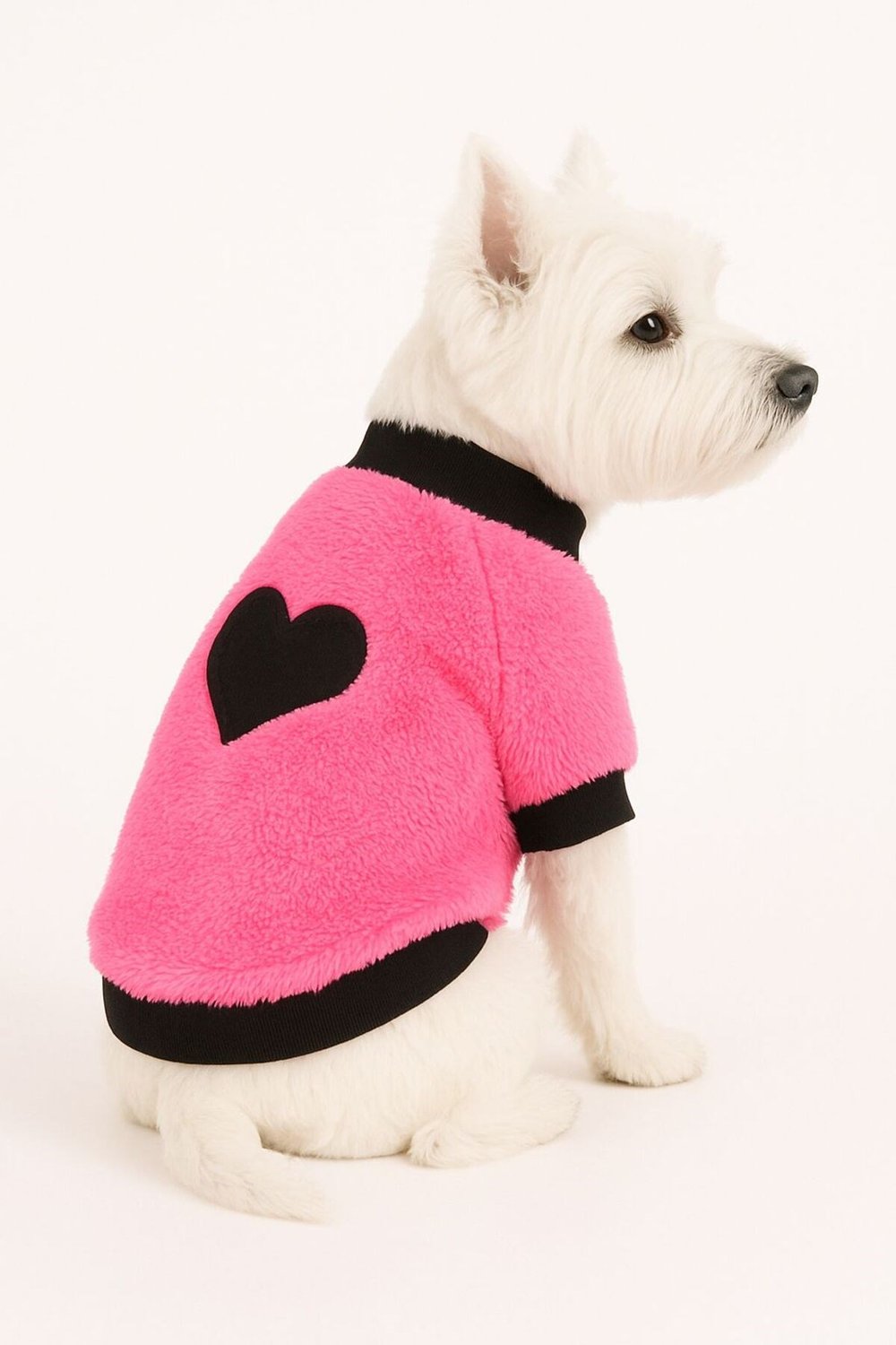 Küçük Irk Peluş Pinky Heart Köpek Kıyafeti Köpek Sweati (01-10kg)