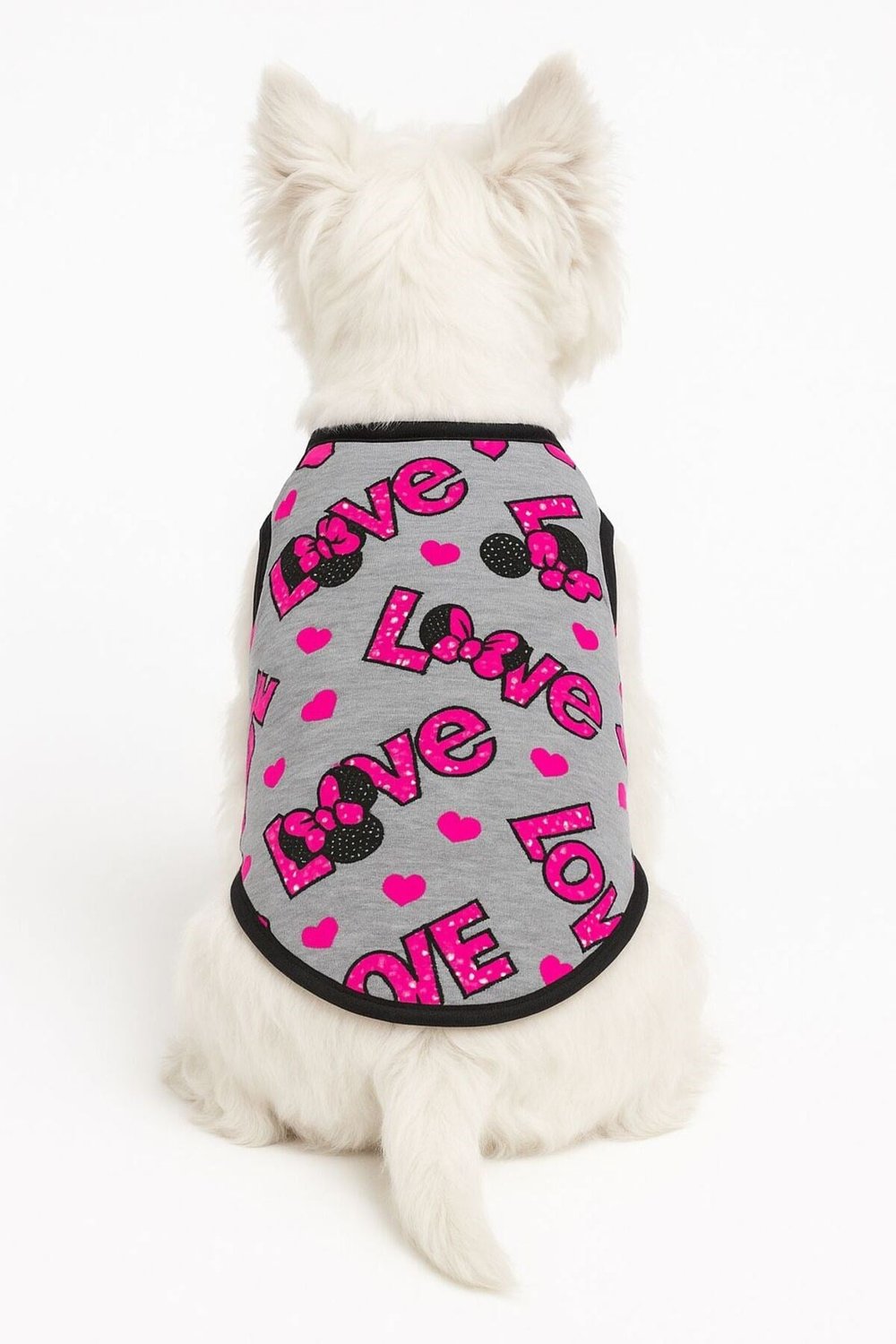 Küçük Irk Pembe Neon Love Köpek Atleti Kedi Atleti Köpek kıyafeti