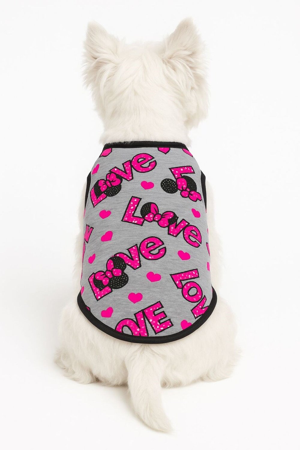 Küçük Irk Pembe Neon Love Köpek Atleti Kedi Atleti Köpek kıyafeti