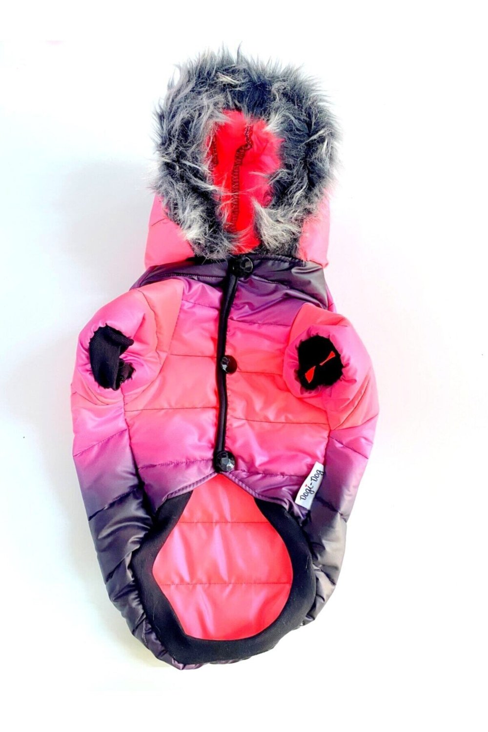 Küçük Irk Pink -black Puf Anorak Kedi & Köpek Montu (1-10KG)