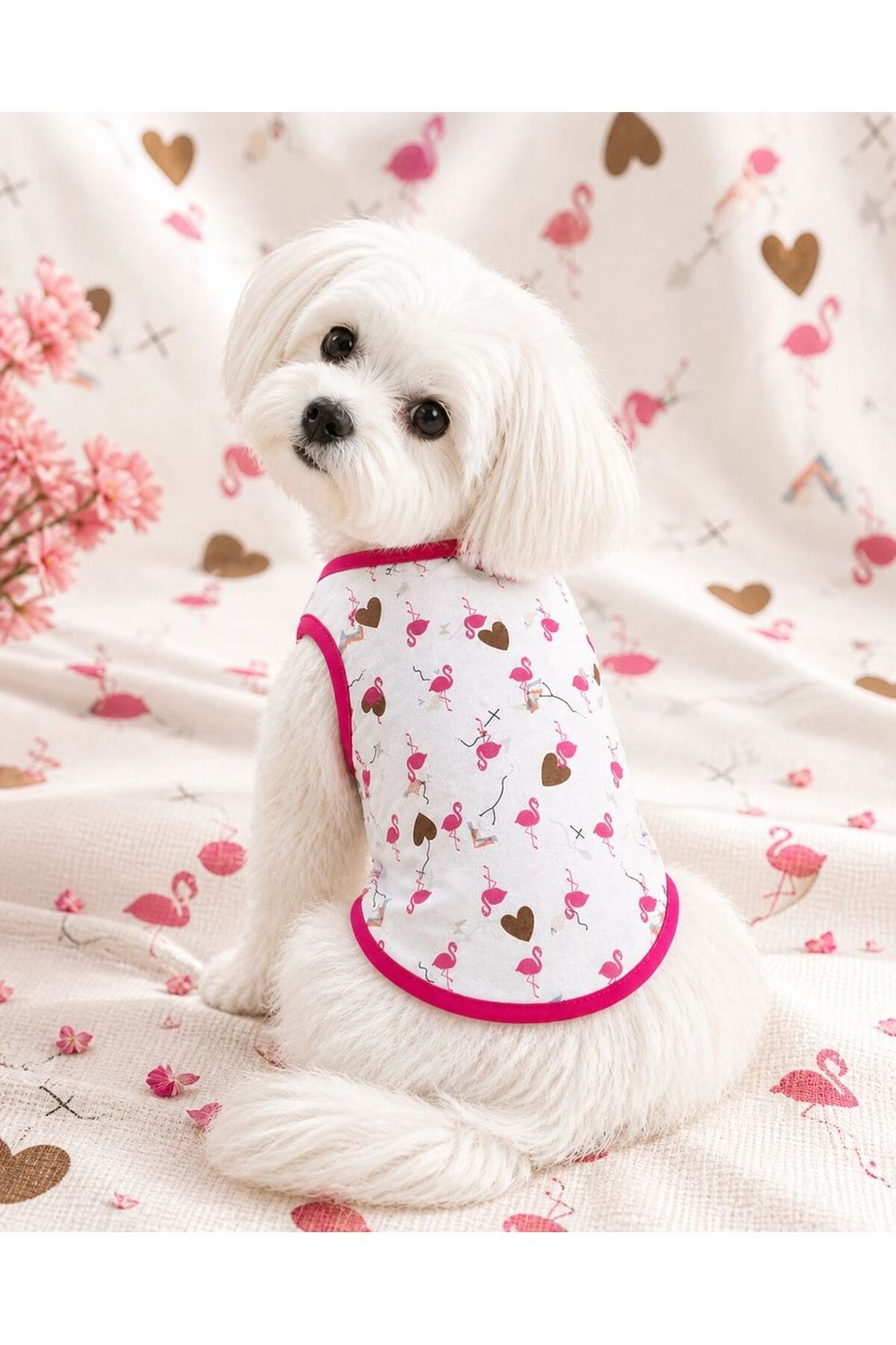 Küçük Irk Pink Stork Köpek Atleti Köpek Kıyafeti Kedi Kıyafeti (1-10KG)