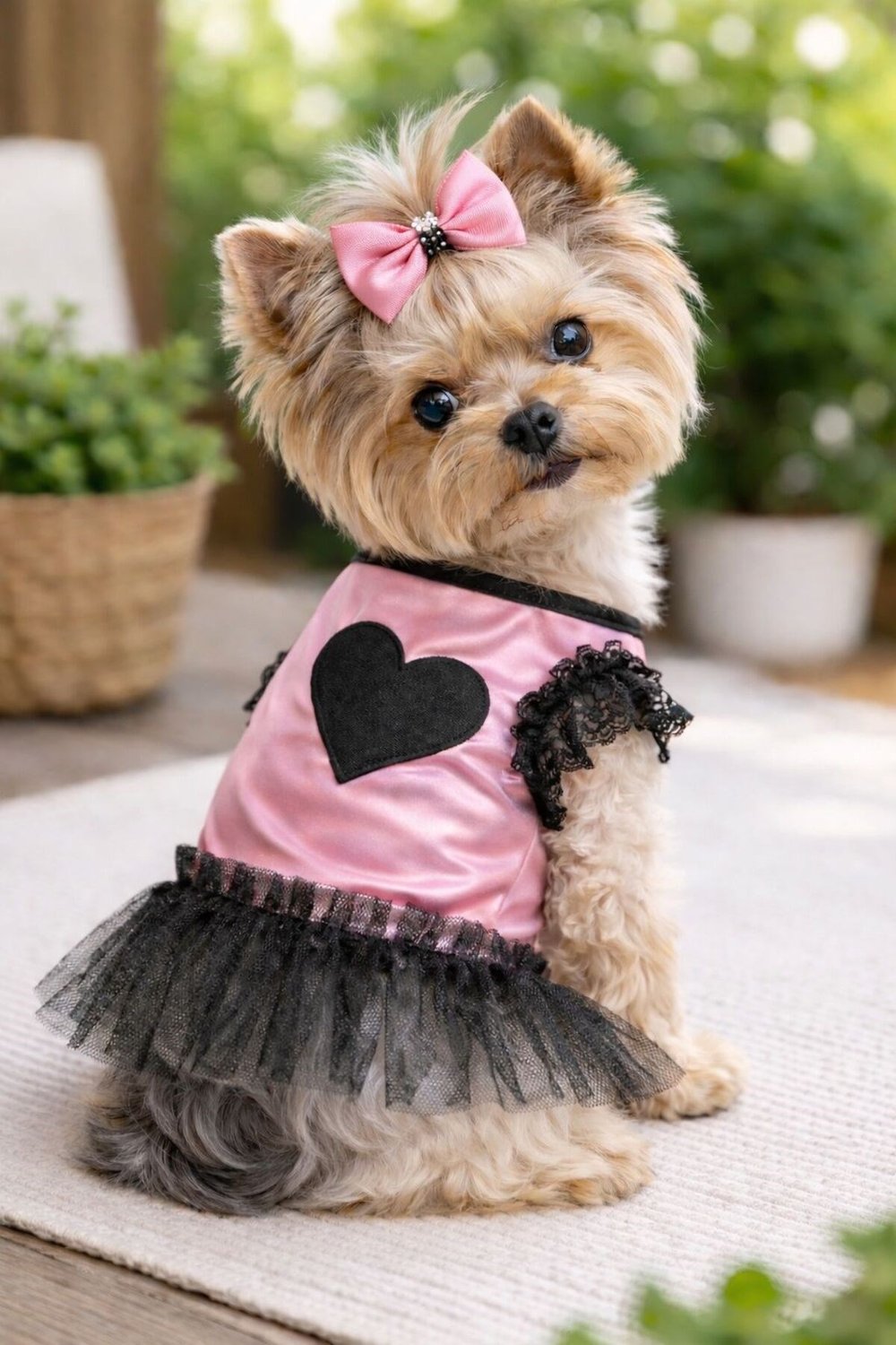 Küçük Irk Pink Varaklı Köpek Elbisesi Köpek Kıyafeti (1-10KG)