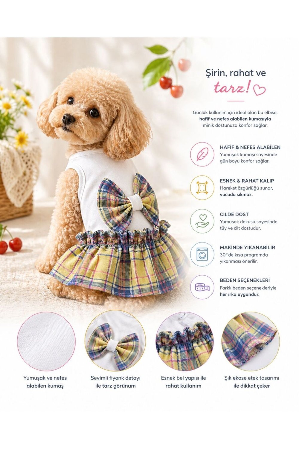 Küçük Irk Sarı Kolej Mini Köpek Elbisesi Kedi Elbisesi Kedi Kıyafeti (1-10KG)