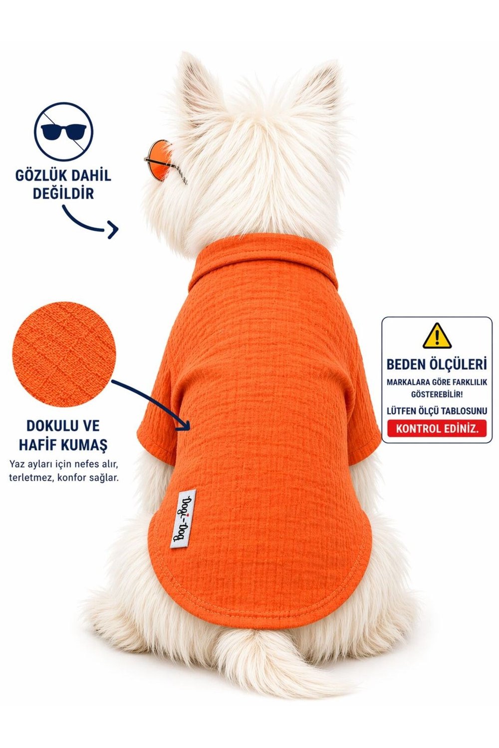 Küçük Irk Turuncu Muslin Yazlık Kedi Gömleği Köpek Gömleği (1-10KG)