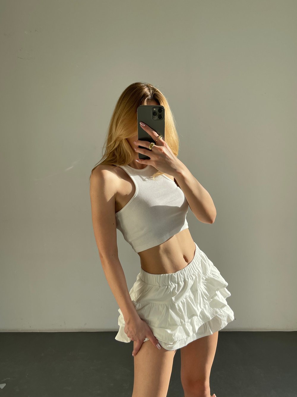Kadın İçi Şortlu Fırfırlı Mini Etek