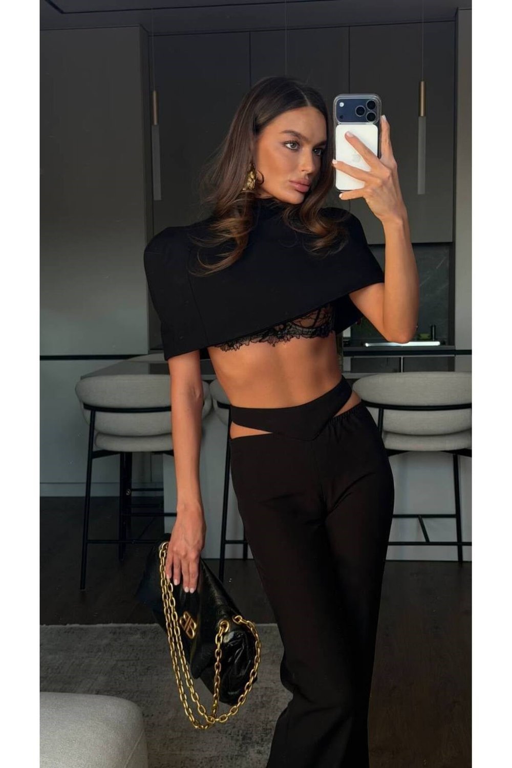 Kadın Tasarım Crop Top & Pantolon Takım