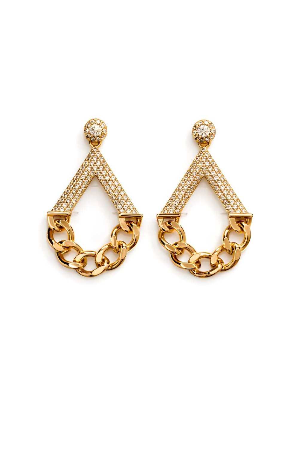 Rose Gold Çelik Geometrik Zincir Detaylı Modern Tasarım Kadın Küpe