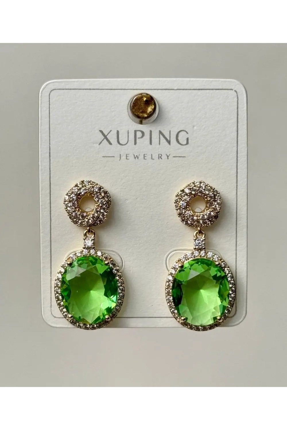 Xuping Yeşil Taşlı Sallantılı Küpe