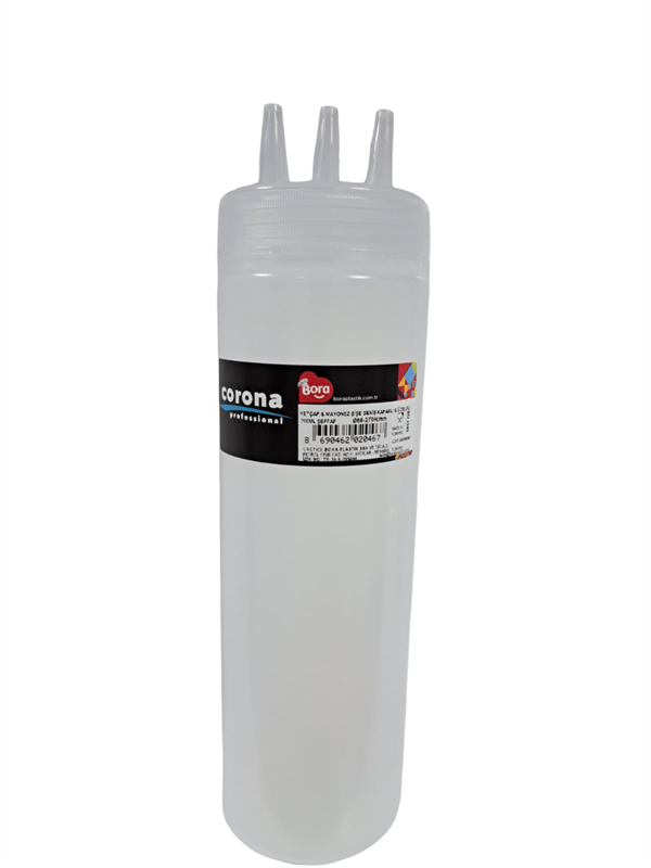 Corona Professional Ketçap & Mayonez Şişe 3 Delikli B.700 ml Şeffaf BO2046