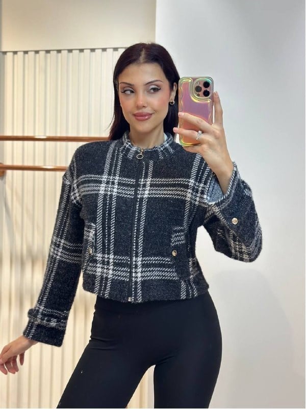 EKOSE ÇIT ÇIT BOMBER CEKET SİYAH