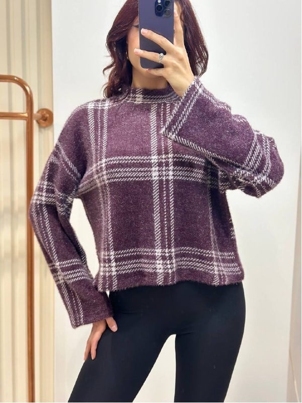 EKOSE DİK YAKA BLUZ BORDO
