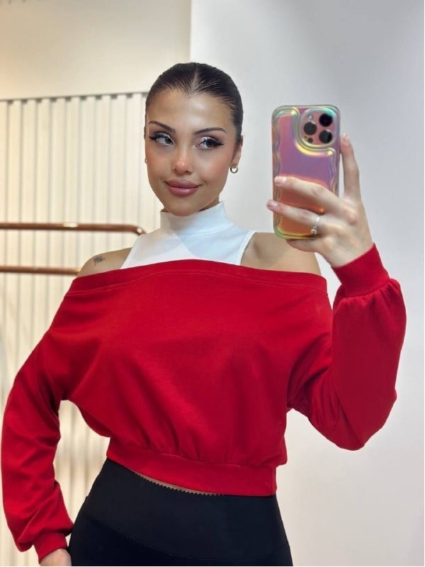 MODAL MADONNA GARNİLİ SWEAT KIRMIZI