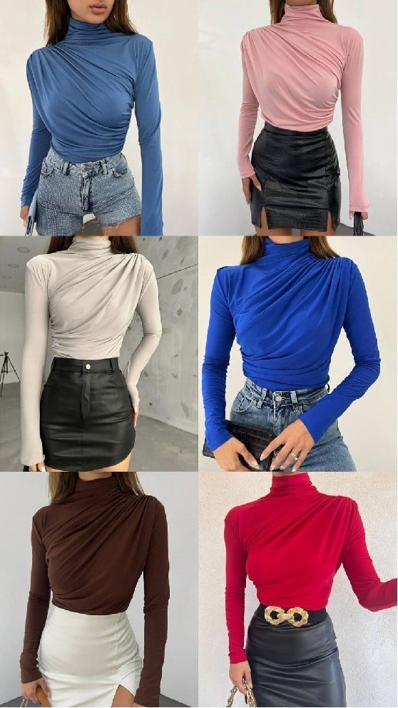 OMUZ VE BEL PİLE BLUZ L.SARI