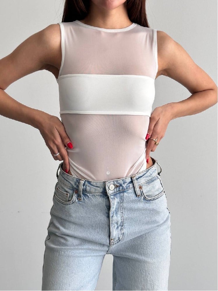 SENDY TÜL BODYSÜİT EKRU