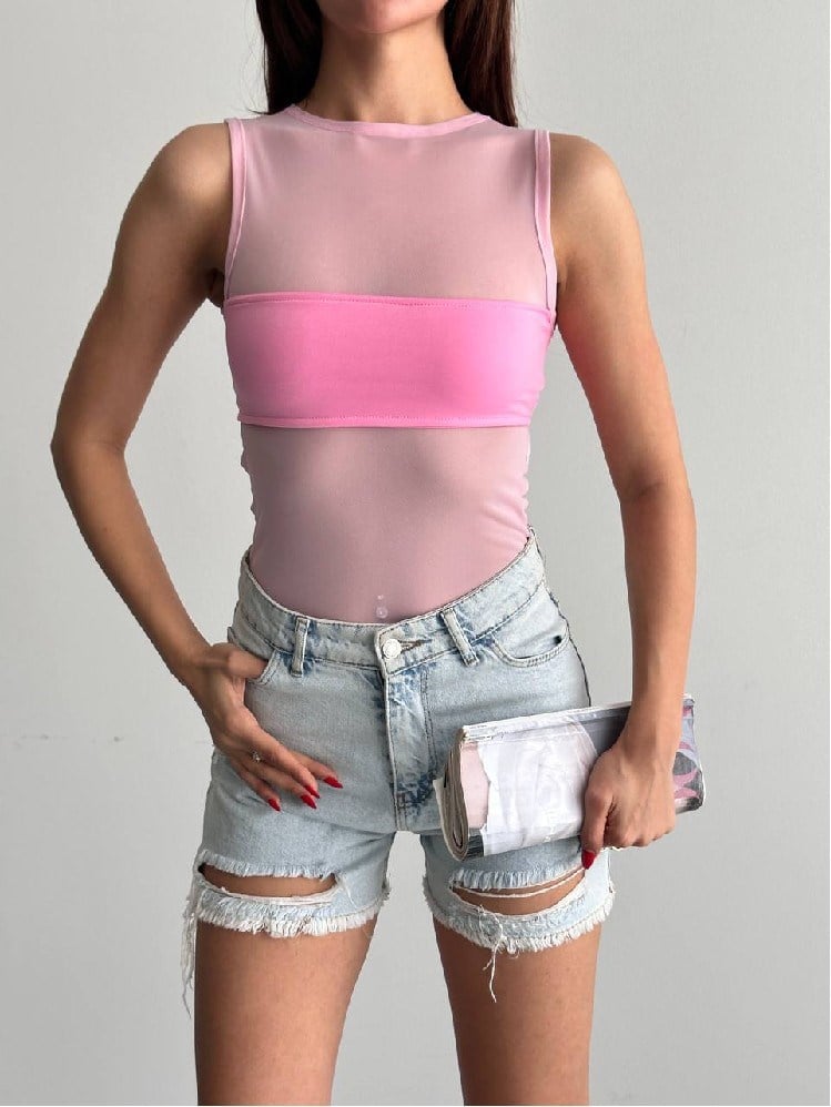 SENDY TÜL BODYSÜİT PEMBE