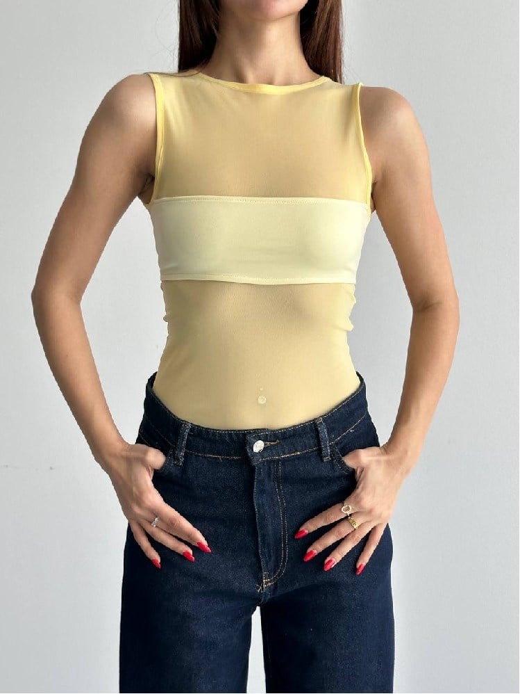 SENDY TÜL BODYSÜİT SARI