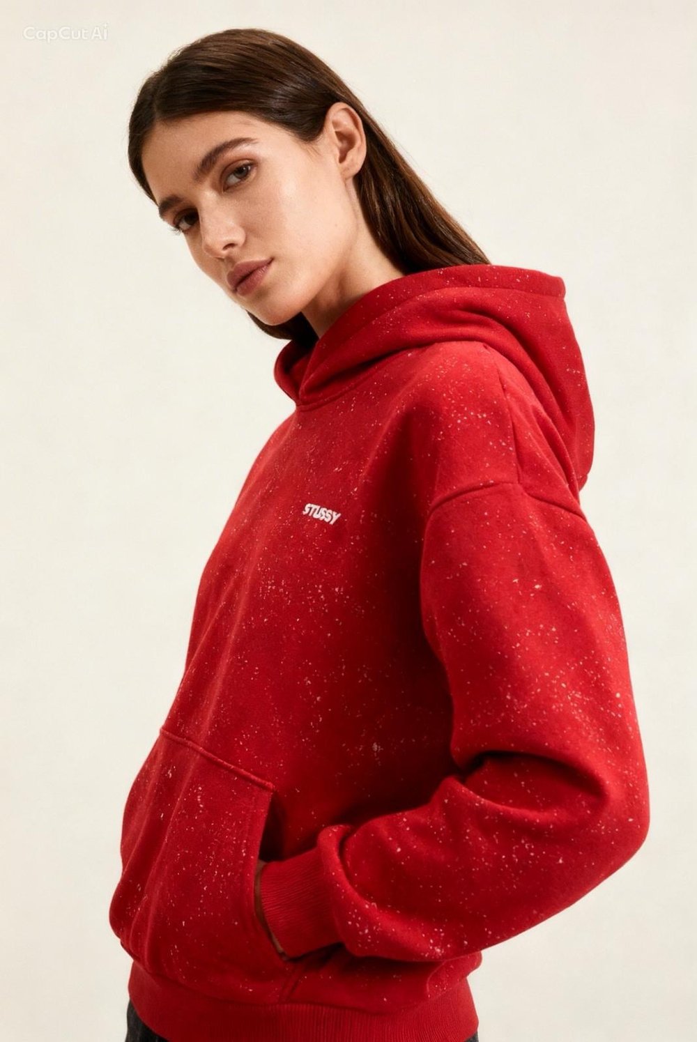 Kırmızı Kapüşonlu Oversize Sweatshirt