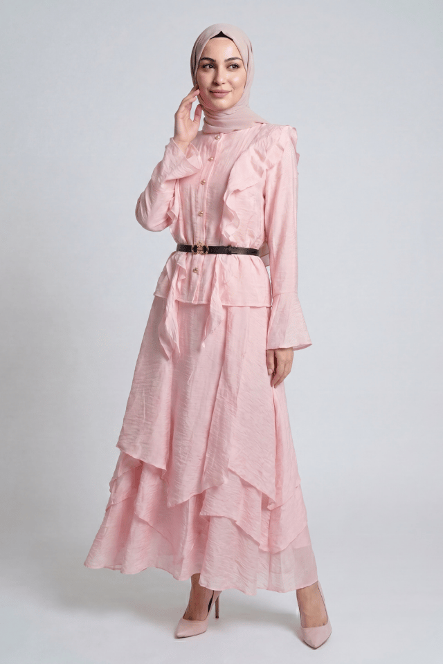 Gülo Vual Keten Kumaş Astarlı Takım - Pembe