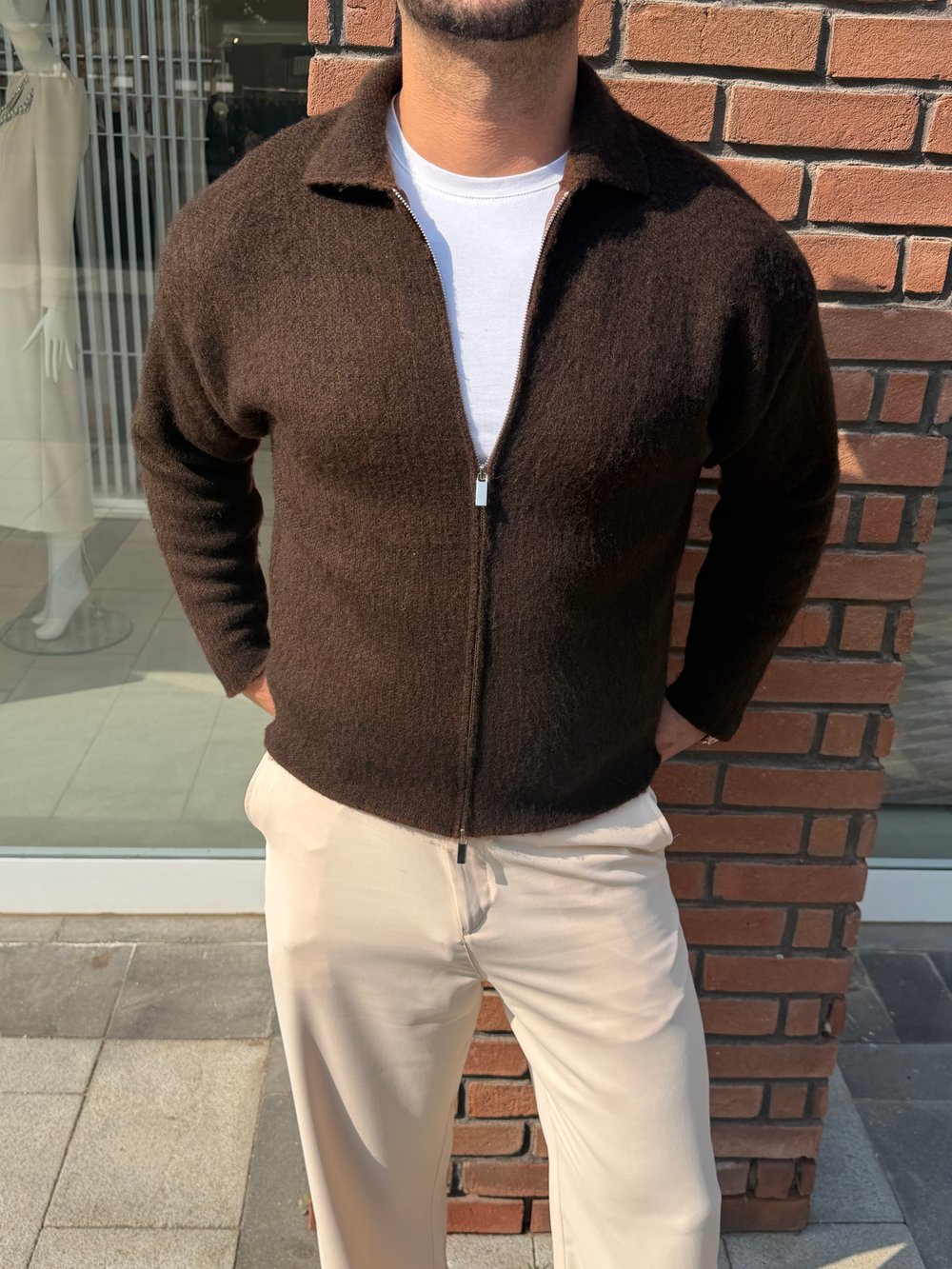 Fermuralı Kahverengi Ceket