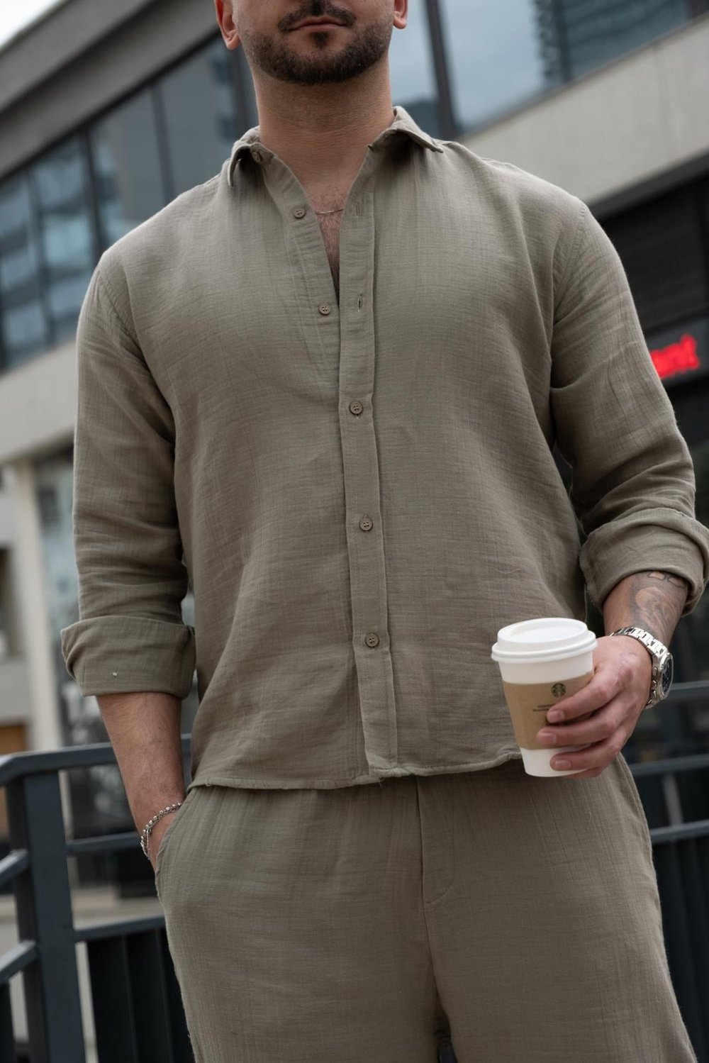 Yeşil Gömlek ve Pantolon Oversize Takım