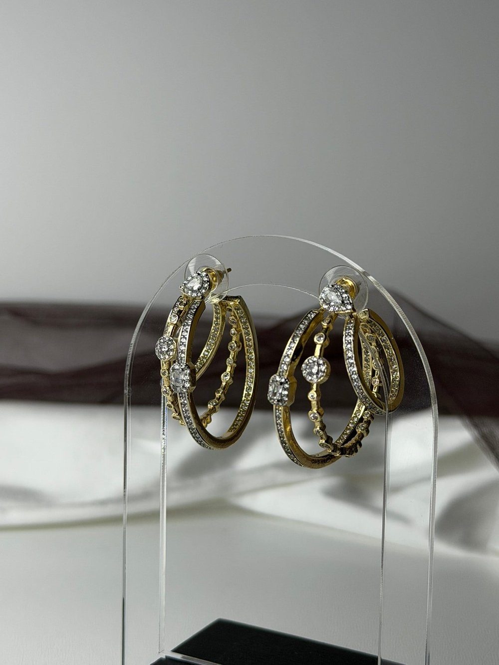 Luxe Taşlı Trible Halka Küpe