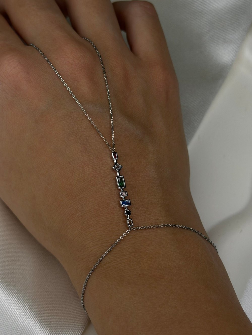 Renkli Geometrik Taşlı Silver Şahmeran