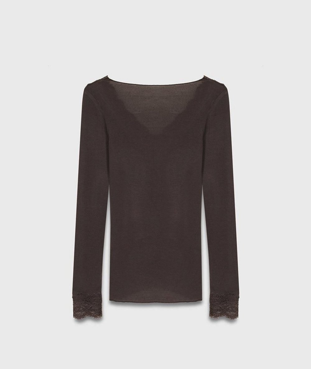 Dantelli Kaşmir Bluz – Kahve