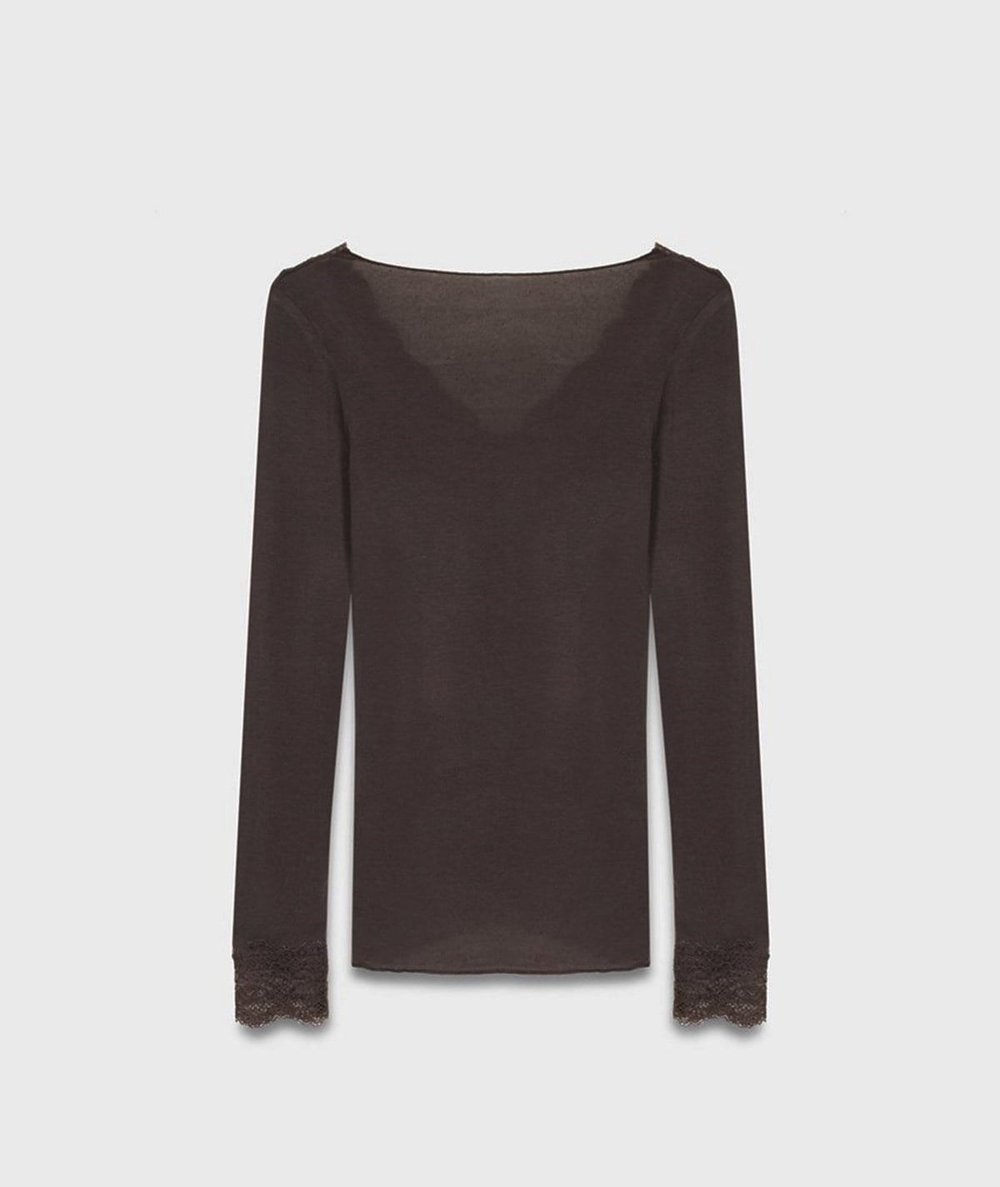 Dantelli Kaşmir Bluz – Kahve
