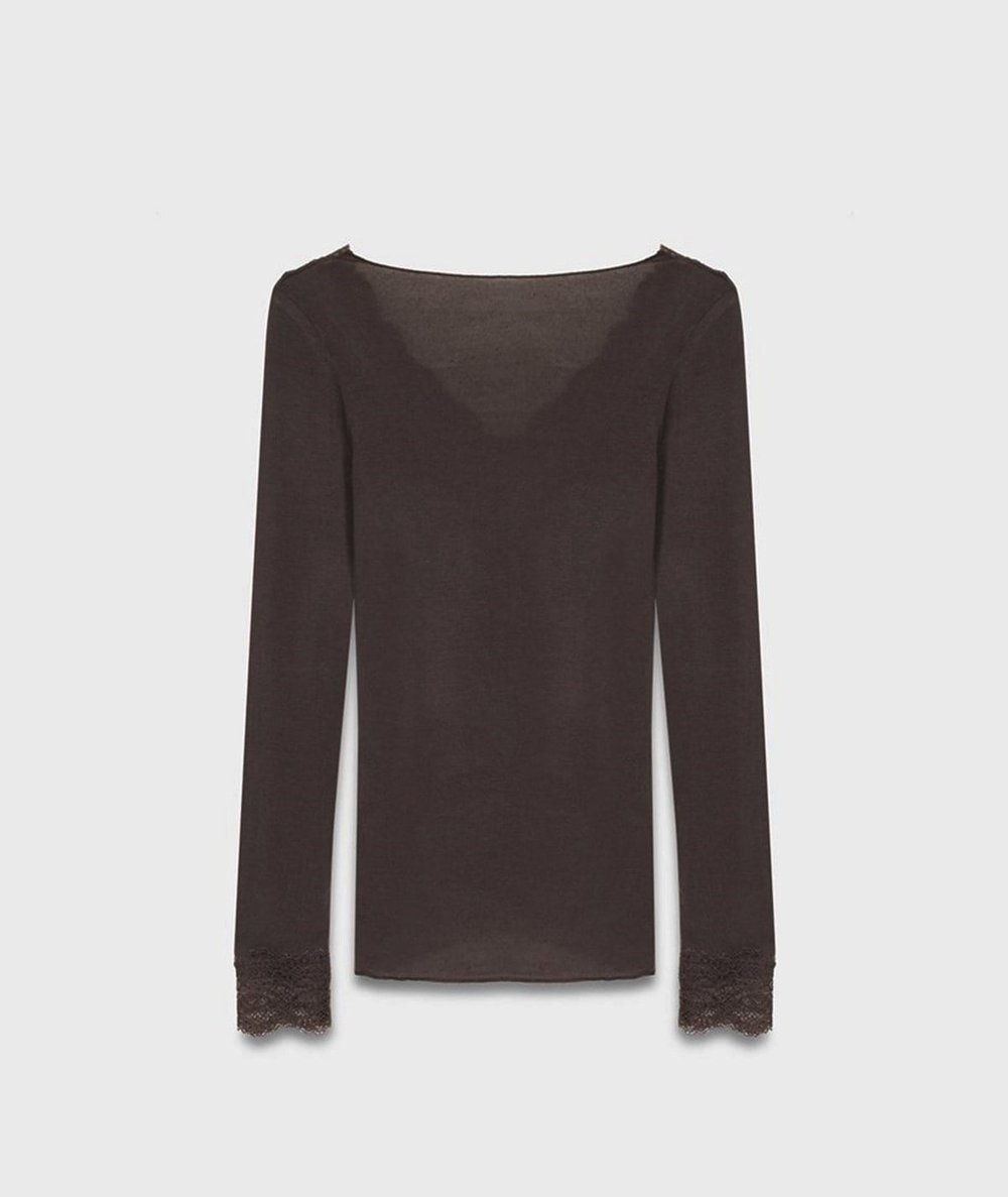 Dantelli Kaşmir Bluz – Kahve