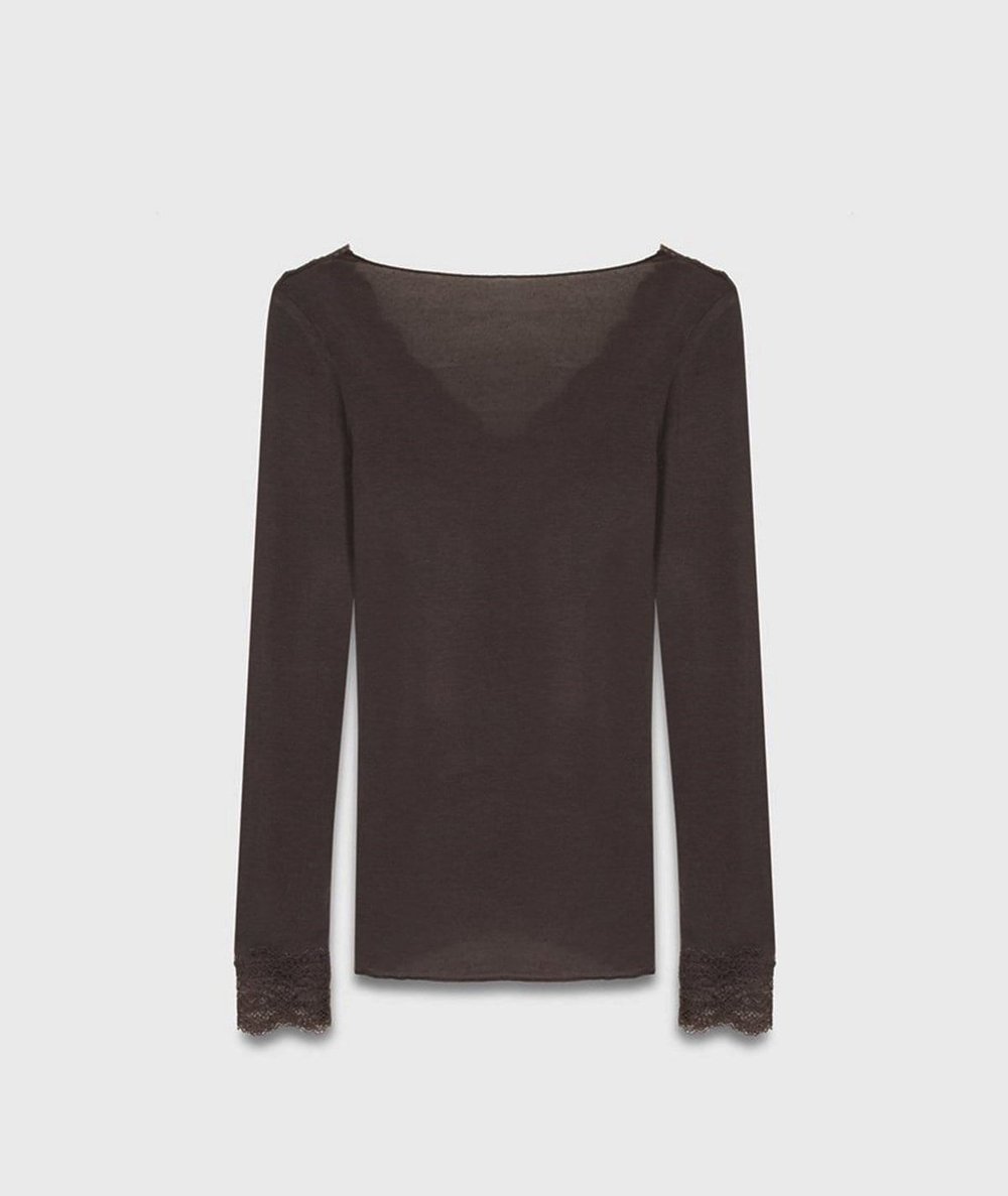 Dantelli Kaşmir Bluz – Kahve